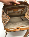 Michael Kors Tan Leather & Canvas Large Brooklyn Tote Bag