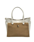 I.N.C. International Concepts Vanilla Straw Caitii Medium Satchel Bag