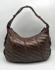 Betsy Johnson Brown Leather Ziplock Large Hobo Bag