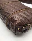 Betsy Johnson Brown Leather Ziplock Large Hobo Bag