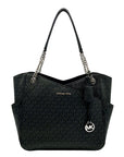 Michael Kors Black Monogram Canvas Jet Set Logo Chain Shoulder Bag