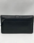 Dockers Black Leather Double Snap Tri-Fold Wallet