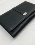 Dockers Black Leather Double Snap Tri-Fold Wallet