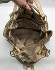 Michael Kors Brown & Gold Monogram Canvas Gathered Jet Set Tote Bag