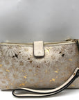 Michael Kors Gold Floral Embossed Leather Karla Wristlet
