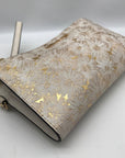 Michael Kors Gold Floral Embossed Leather Karla Wristlet