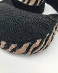 On 34th Black and Gold Zebra Beaded Shoulder Bag