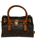 Michael Kors Brown Signature Coated Canvas Hamilton East West Satchel Bag