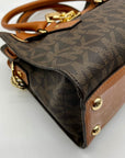Michael Kors Brown Signature Coated Canvas Hamilton East West Satchel Bag