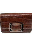 Brighton Brown Croc Embossed Leather Convertible Wallet