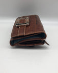 Brighton Brown Croc Embossed Leather Convertible Wallet