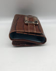 Brighton Brown Croc Embossed Leather Convertible Wallet