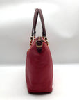 Coach Red Pebbled Leather Kacey Satchel Bag C6841