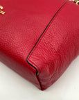 Coach Red Pebbled Leather Kacey Satchel Bag C6841