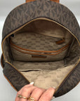 Michael Kors Brown Coated Canvas Medium Abbey Backpack