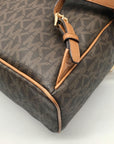 Michael Kors Brown Coated Canvas Medium Abbey Backpack