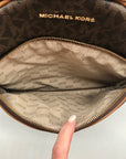 Michael Kors Brown Coated Canvas Medium Abbey Backpack