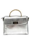 I.N.C. International Concepts Silver Faux Leather Emiliee Lizard Satchel - NWT