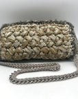 Lorenza Gandaglia Gray & Gold Lurex Crochet Flap Shoulder Bag