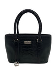 Brighton Vintage Black Croc Embossed Leather Satchel Handbag