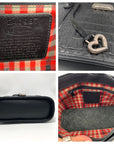 Brighton Vintage Black Croc Embossed Leather Satchel Handbag