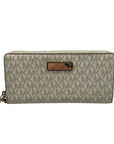 Michael Kors Vanilla Pebbled Leather Large Logo Continental Wallet