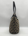 Michael Kors Beige & Black Canvas Jet Set Tote Bag