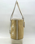 Michael Kors Eva Large Woven Straw and Cream Leather Trim Tote Bag with Leather Pouch