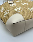 Michael Kors Eva Large Woven Straw and Cream Leather Trim Tote Bag with Leather Pouch