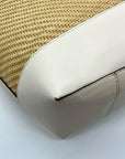 Michael Kors Eva Large Woven Straw and Cream Leather Trim Tote Bag with Leather Pouch
