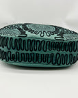 Bloomingdales Teal Leather Decorative Large Hobo Bag