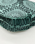 Bloomingdales Teal Leather Decorative Large Hobo Bag