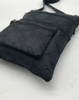 Black Nylon Patterned Multi-Pocket Crossbody Bag