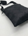 Black Nylon Patterned Multi-Pocket Crossbody Bag