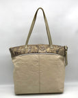 Coach Beige Monogram Leather With Snakeskin Trim Tote Bag F19696