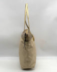 Coach Beige Monogram Leather With Snakeskin Trim Tote Bag F19696