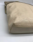 Coach Beige Monogram Leather With Snakeskin Trim Tote Bag F19696