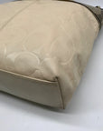 Coach Beige Monogram Leather With Snakeskin Trim Tote Bag F19696