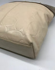 Coach Beige Monogram Leather With Snakeskin Trim Tote Bag F19696