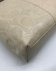 Coach Beige Monogram Leather With Snakeskin Trim Tote Bag F19696