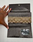 Coach Brown Monogram Canvas Trifold Wallet