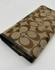 Coach Brown Monogram Canvas Trifold Wallet