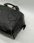 Betsey Johnson Black Quilted FauxLeather Bowler Bag