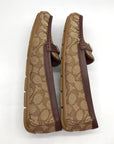 Coach Saddle And Hazelnut Signature Jacquard Mona Driver Loafers