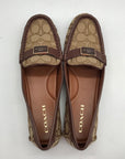 Coach Saddle And Hazelnut Signature Jacquard Mona Driver Loafers