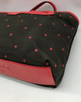 Kate Spade Black And Red Polka Dot Canvas Tote Bag