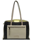 Calvin Klein Brown Khaki Caramel White Hadley Triple Compartment Tote