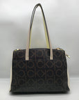Calvin Klein Brown Khaki Caramel White Hadley Triple Compartment Tote