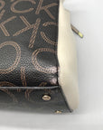 Calvin Klein Brown Khaki Caramel White Hadley Triple Compartment Tote