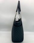 Michael Kors Jet Set Black Signature Coated Canvas Shoulder Bag